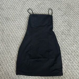 Black Backless Lace-up Windsor Mini Dress